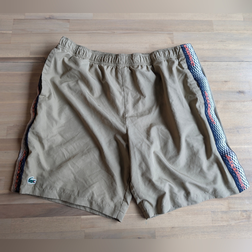Lacoste Mens Athletic Shorts Signature‎ Logo Size XXL Khaki